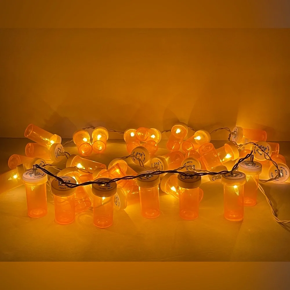 Pill bottle light strand, healthcare graduation Christmas party light strand